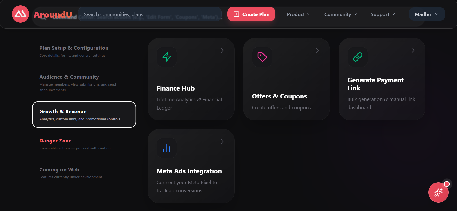 AroundU event administration tools